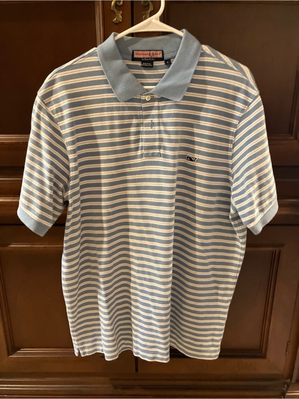 Vineyard Vines Blue and White Striped Polo